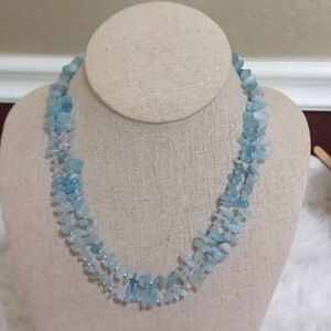 Jay King Sterling Silver 2 Strand Aquamarine Chip Magnetic Necklace NIB